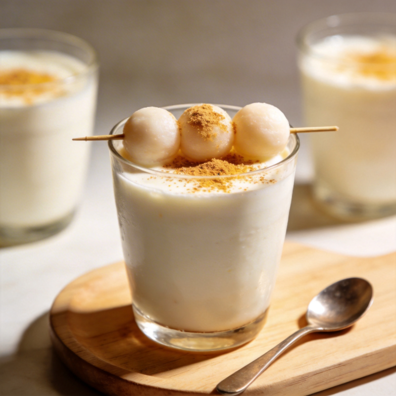 奶香布丁配小丸子图片