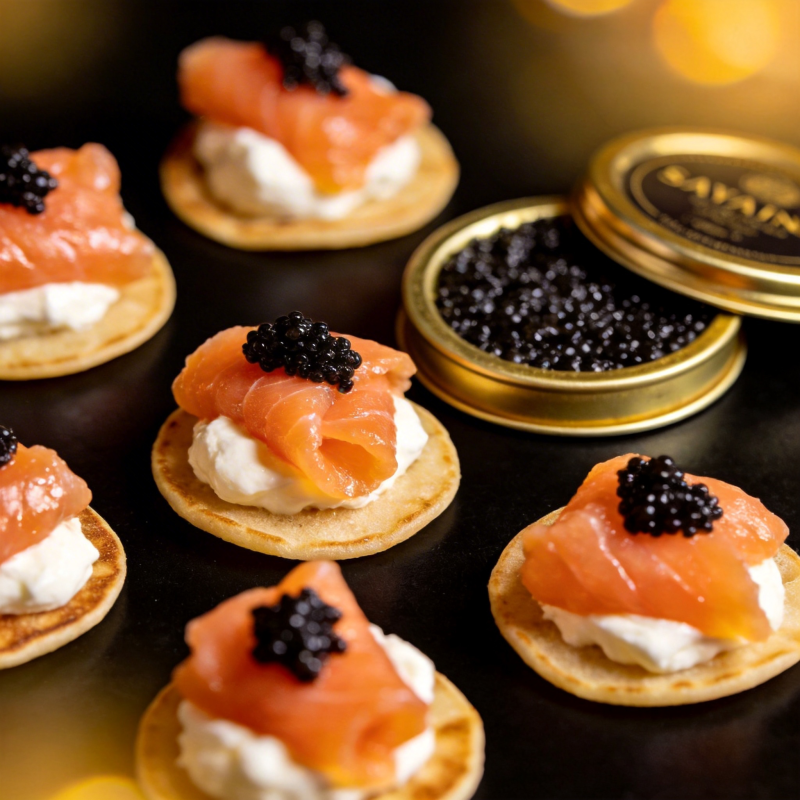 烟熏三文鱼配鱼子酱图片