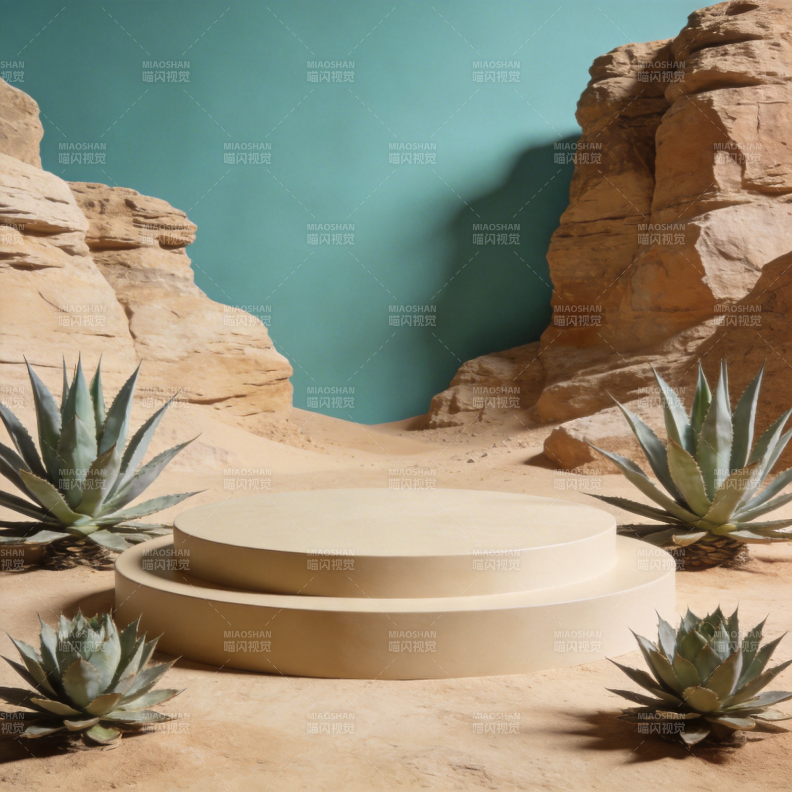 沙漠中的圆形台座图片