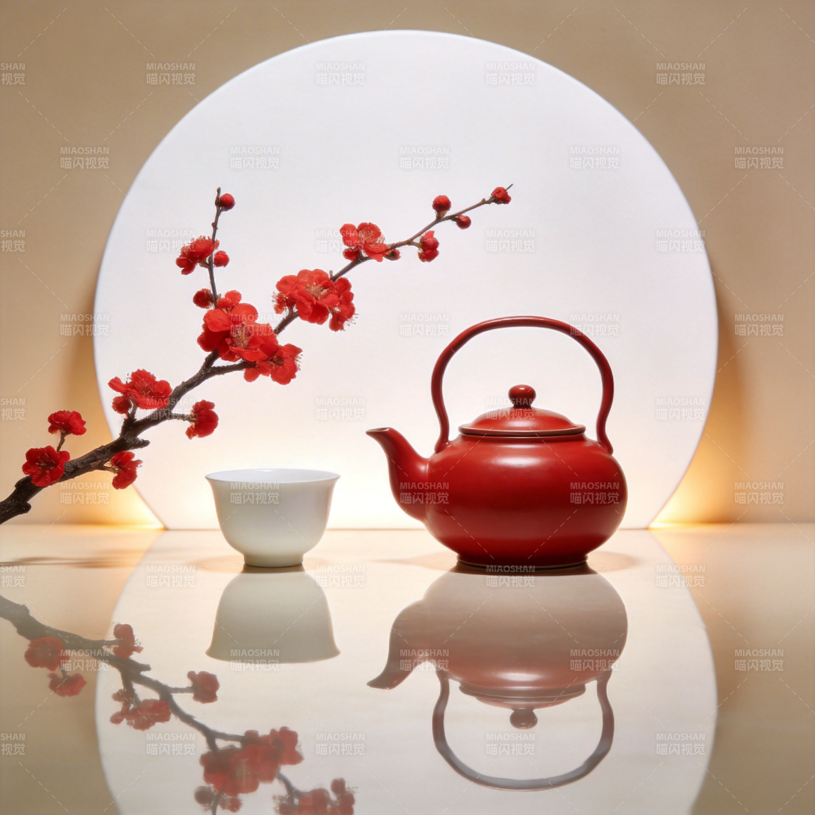 红壶映梅影图片