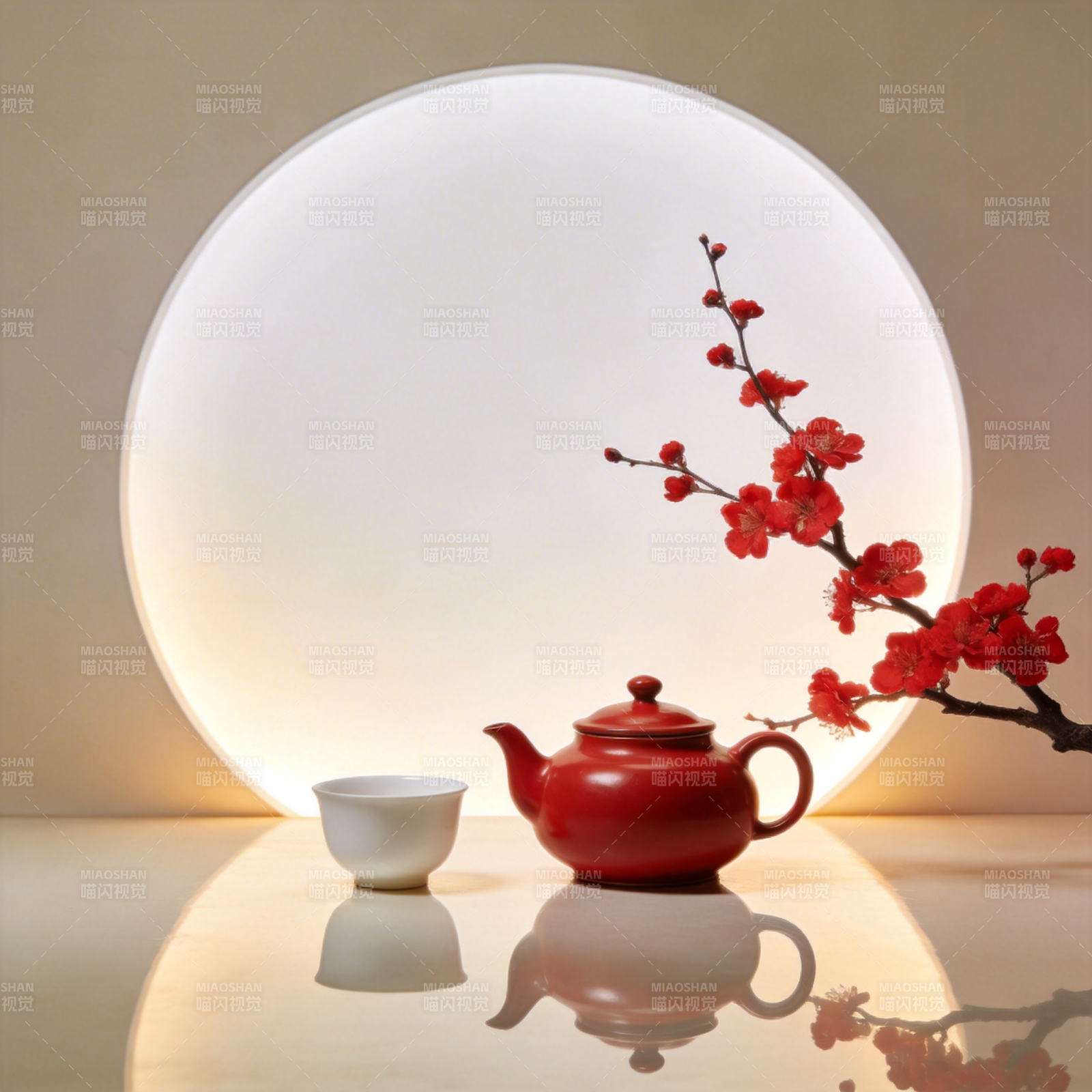 红梅茶韵 静谧雅致图片