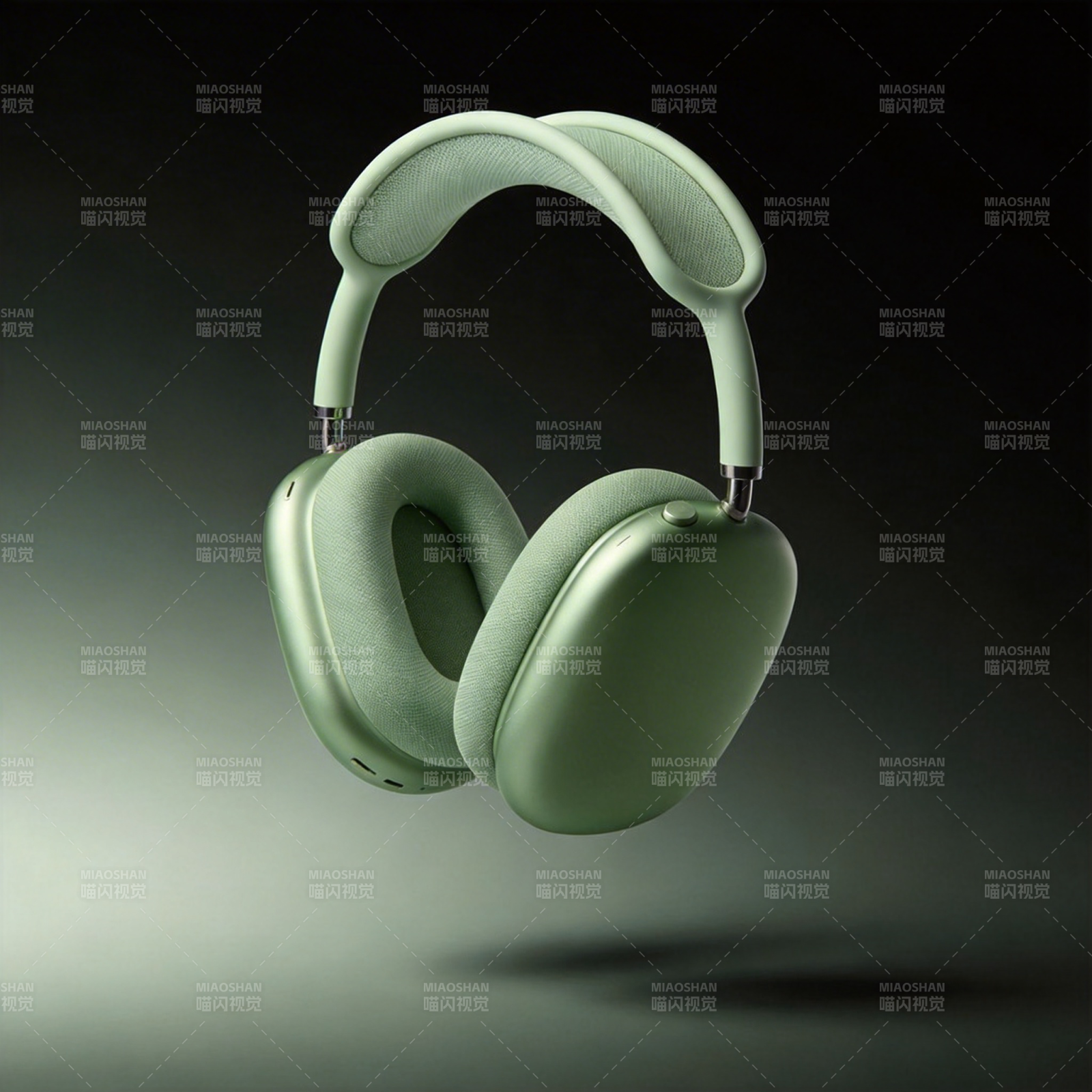绿色耳机悬浮展示图片