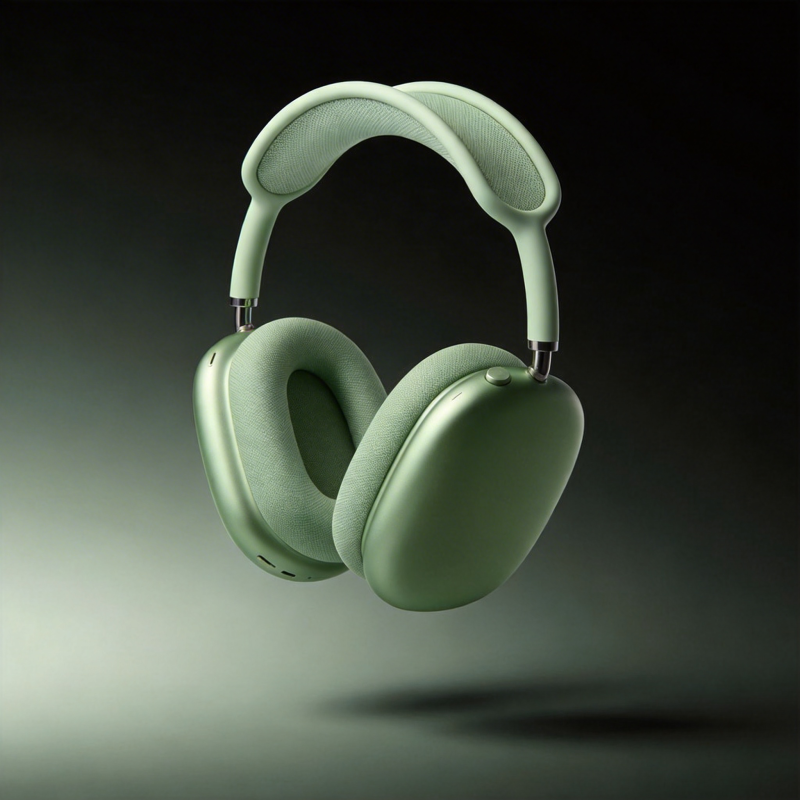 绿色耳机悬浮展示图片