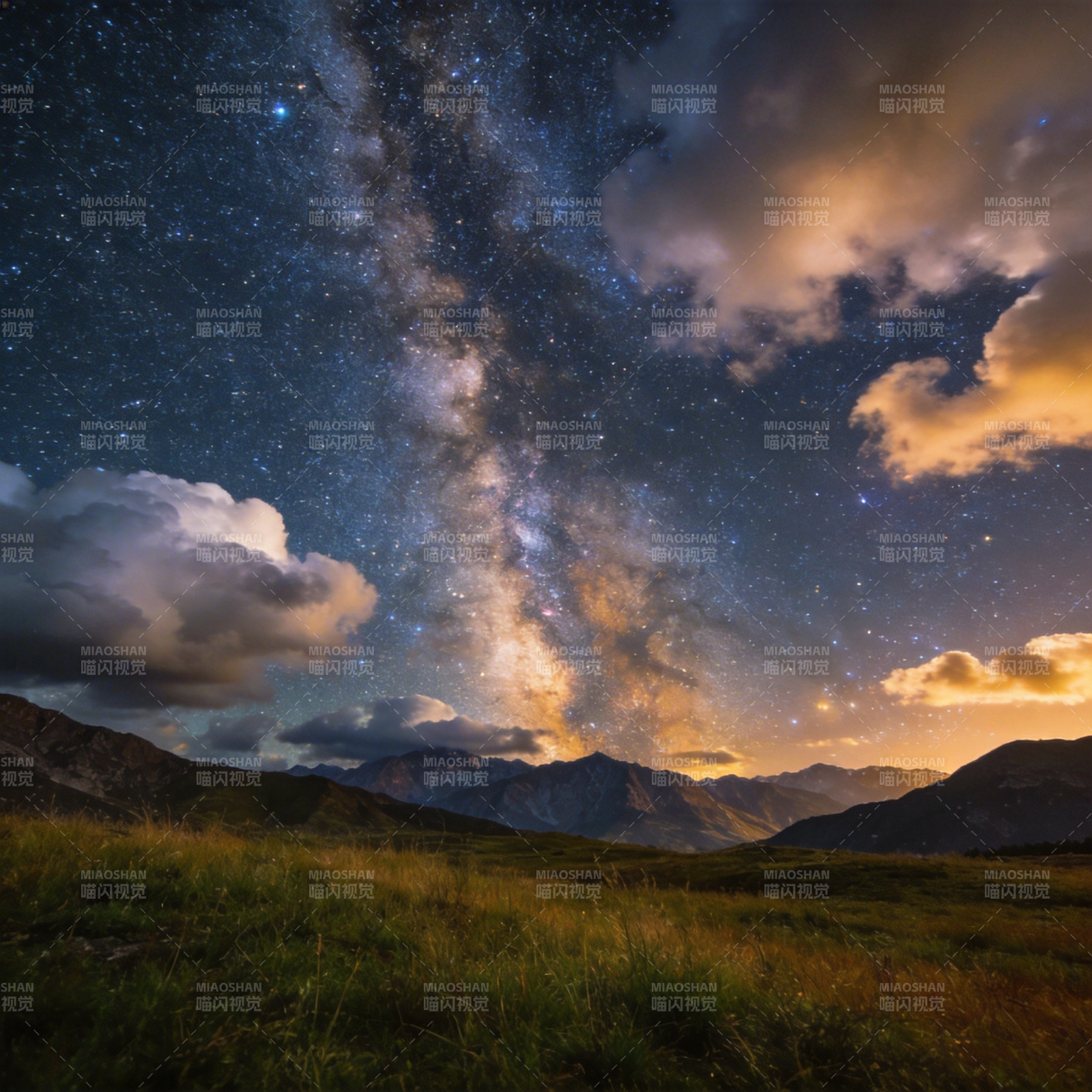 星河璀璨山野夜图片
