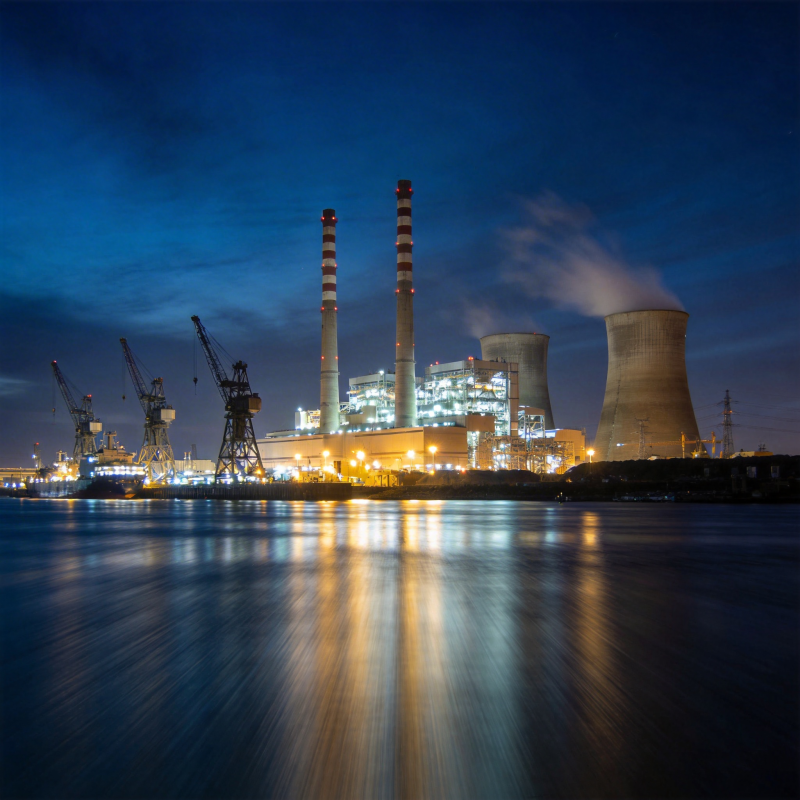 夜幕下的工业港口图片