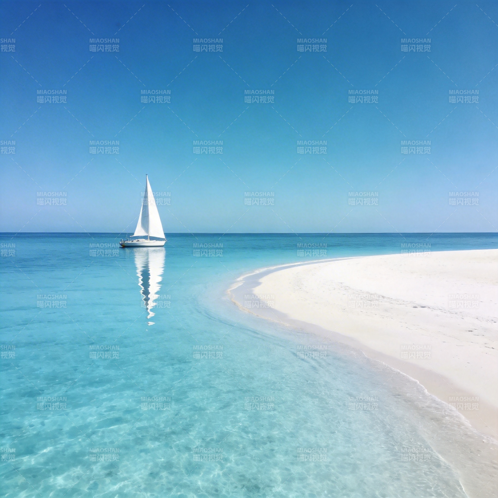 碧海白沙帆影图片