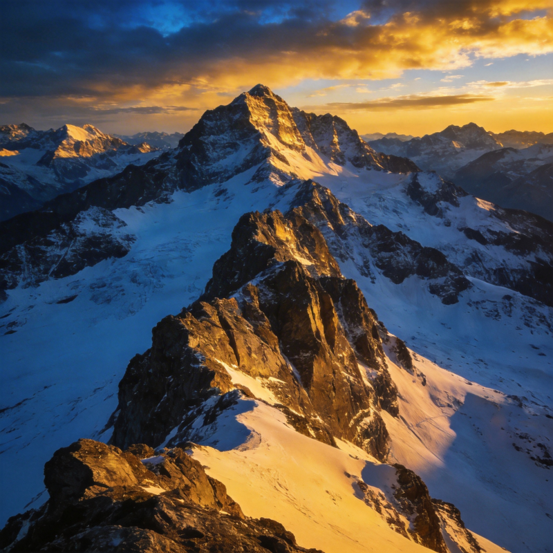 雪山日出壮丽景色图片