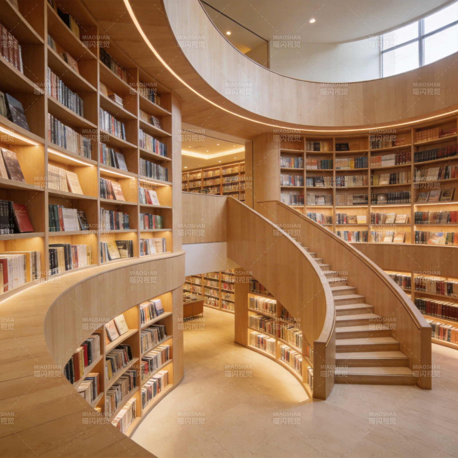 现代图书馆螺旋梯图片