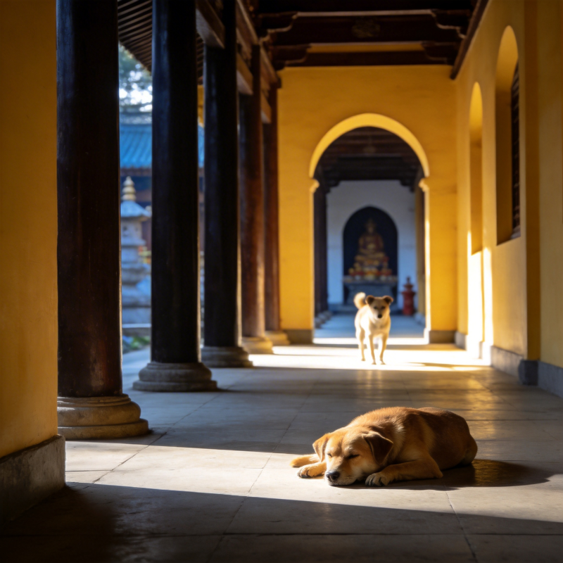 庙宇中的宁静时光图片