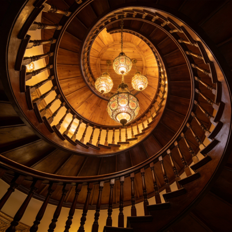 螺旋楼梯光影图片