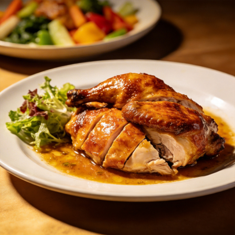 香煎鸡腿配蔬菜图片