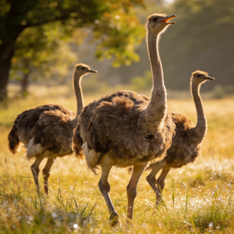 鸵鸟群在草原上奔跑图片