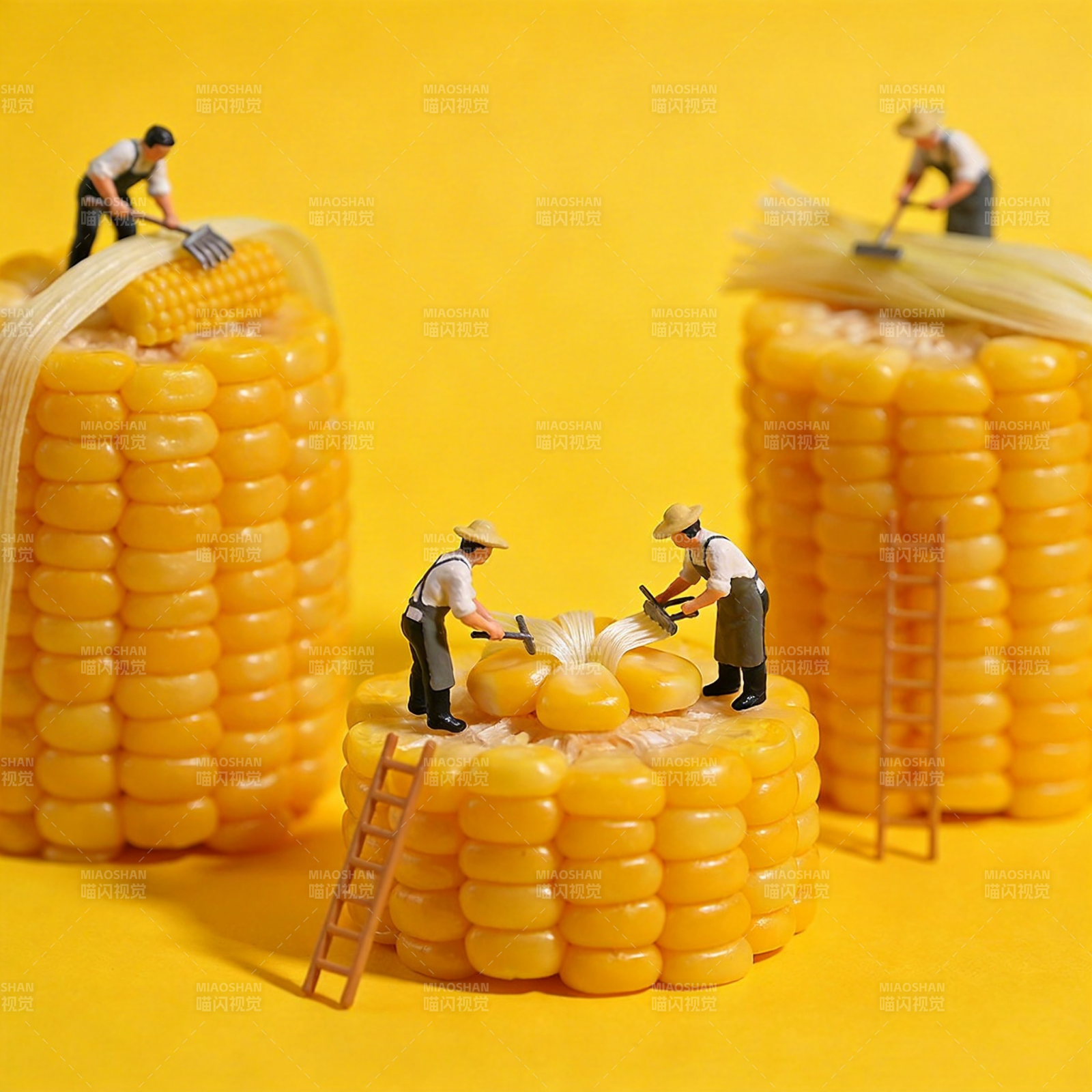 玉米上的小农夫图片
