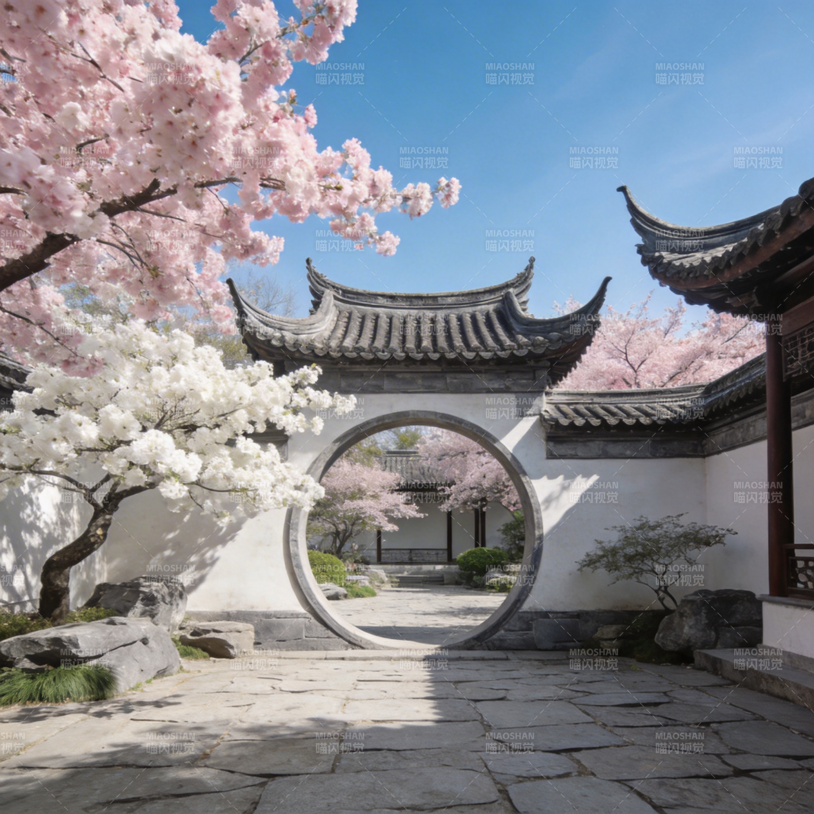 樱花庭院春景图片