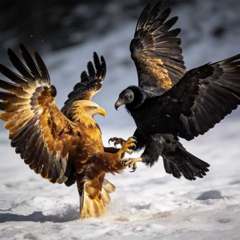 雪地鹰鹫对决图片