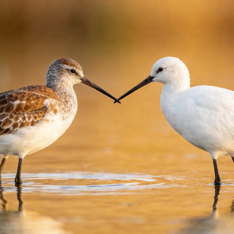 双鸟相依水边图片