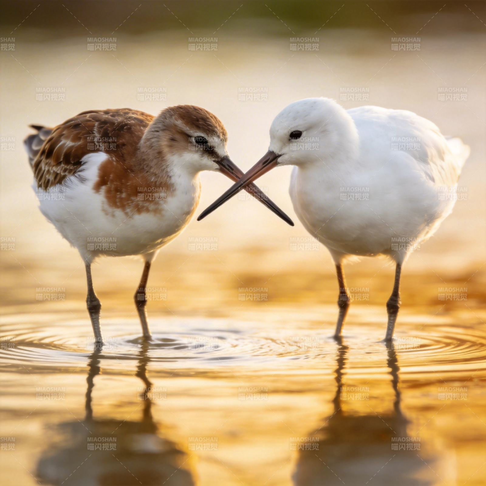 双鸟戏水情深图片