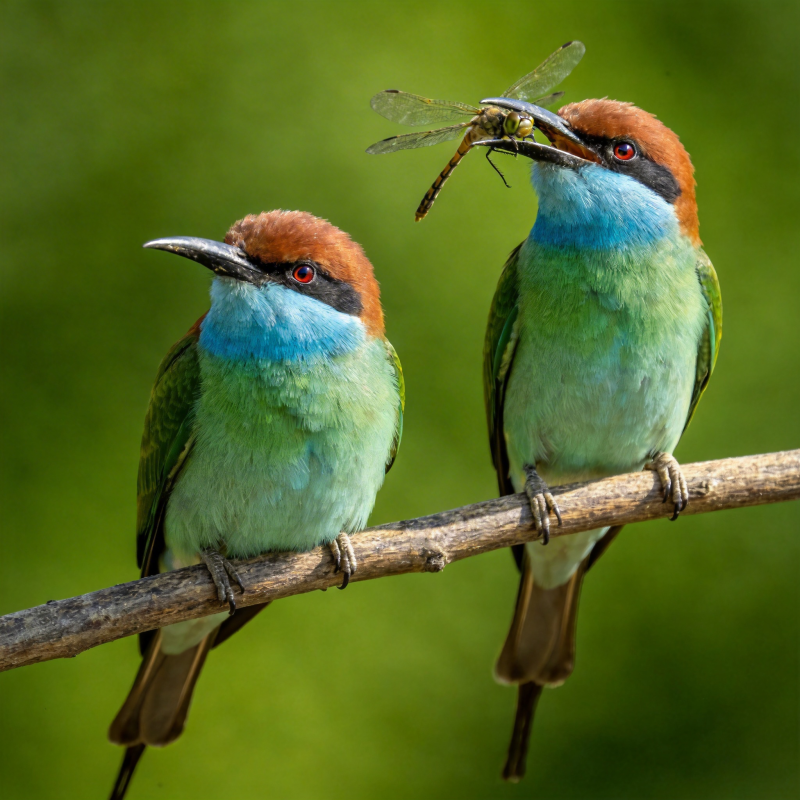 蜂虎捕食蜻蜓图片