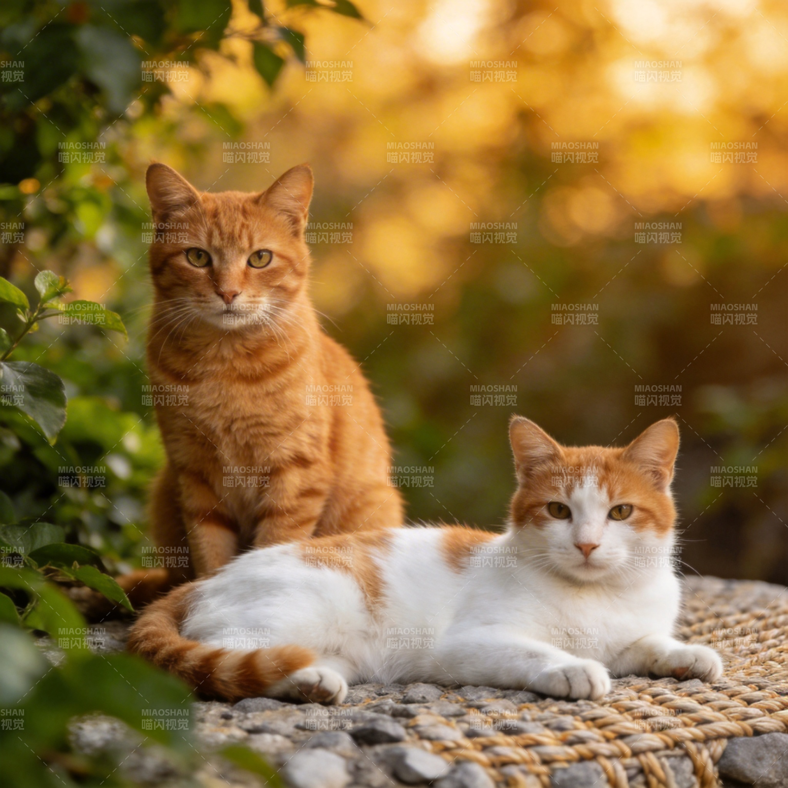 双猫静享秋日暖阳图片