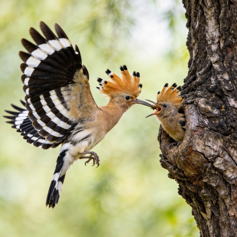 戴胜鸟喂雏图片