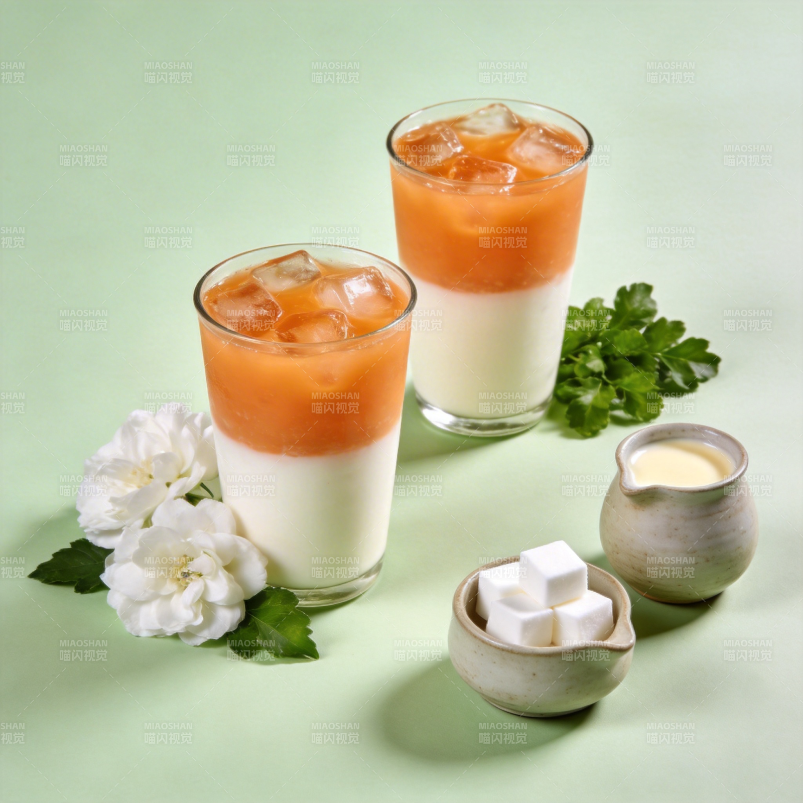 双色冰饮配豆腐图片