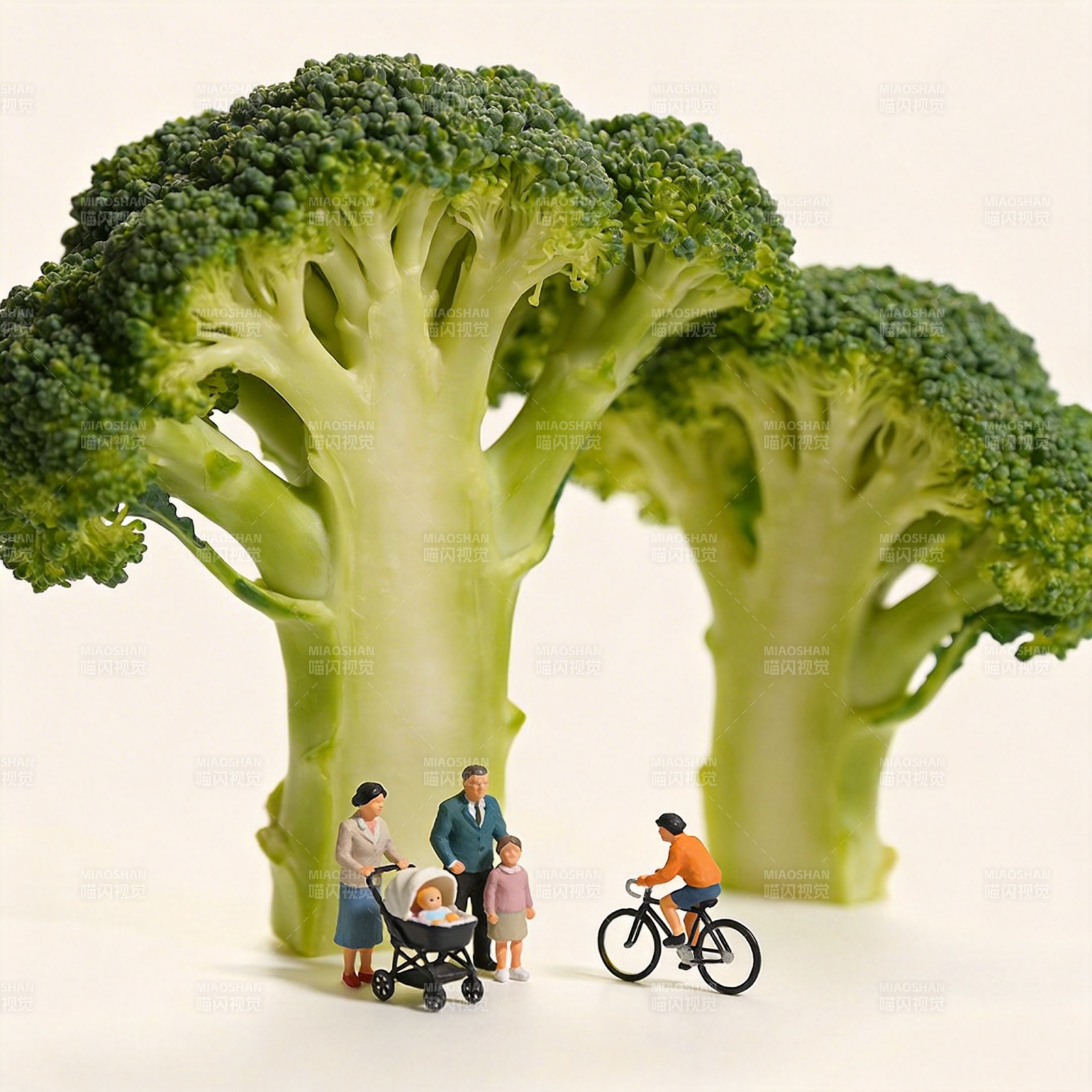 小人与西兰花树图片