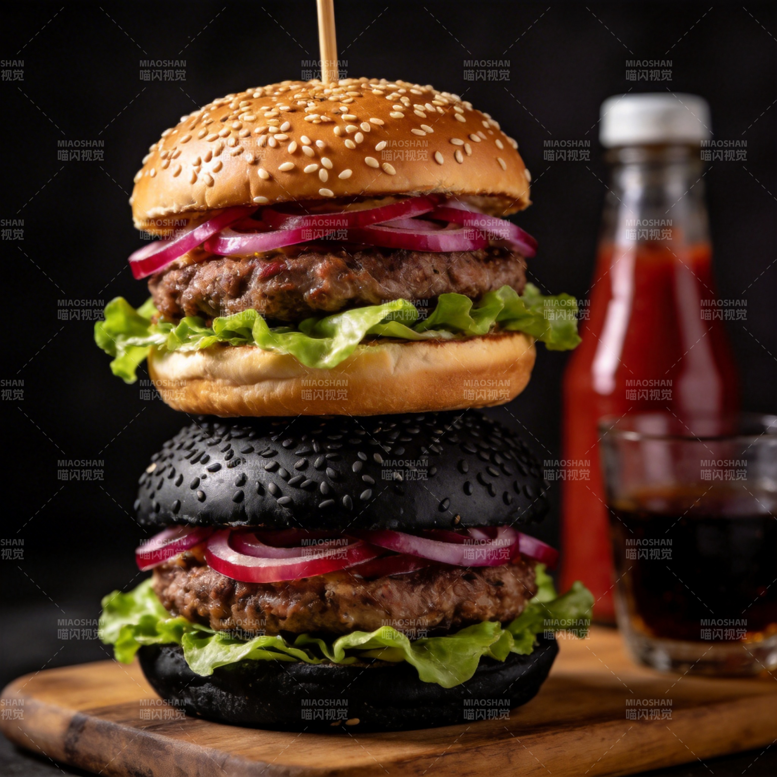 双层汉堡 黑金搭配图片