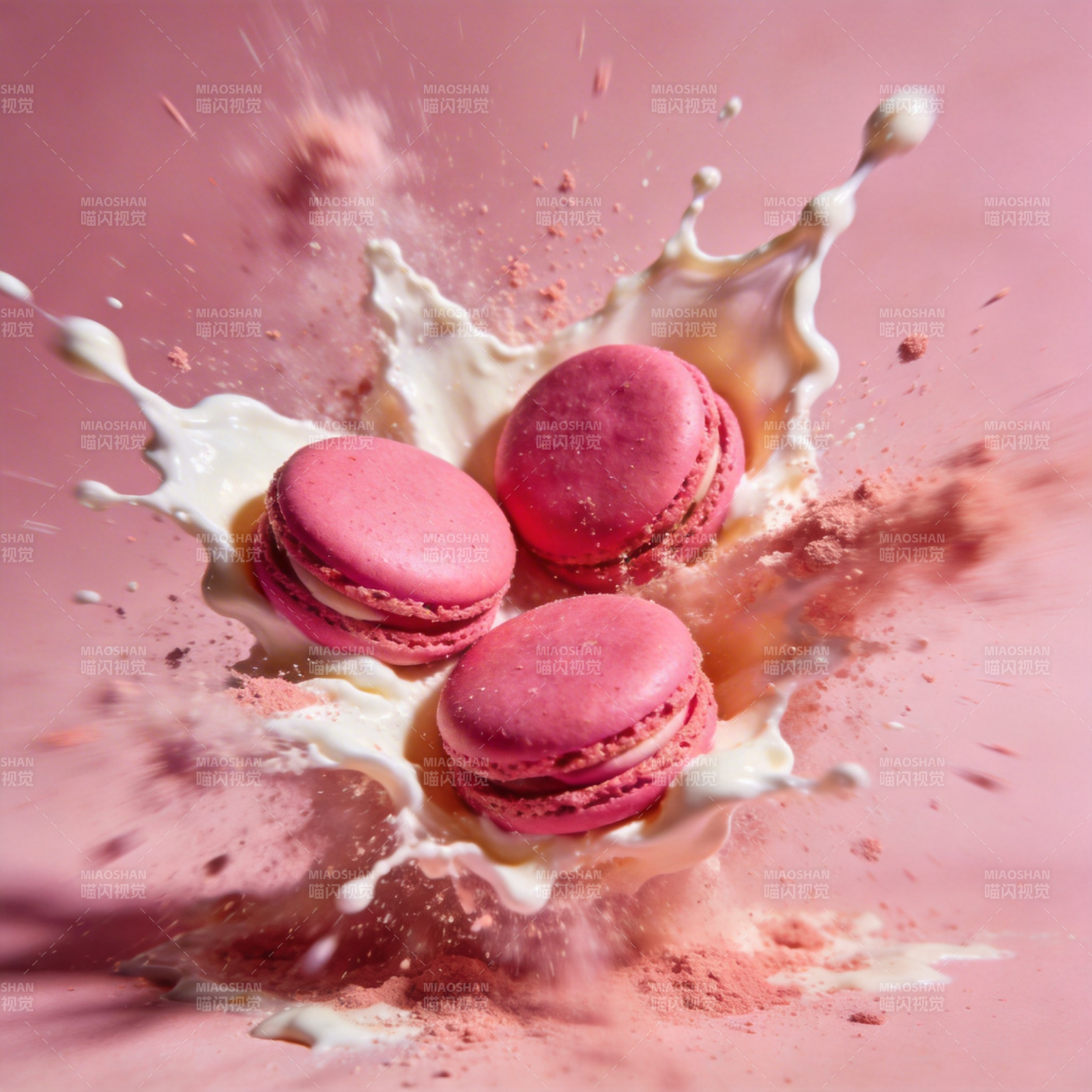 粉红马卡龙飞溅图片