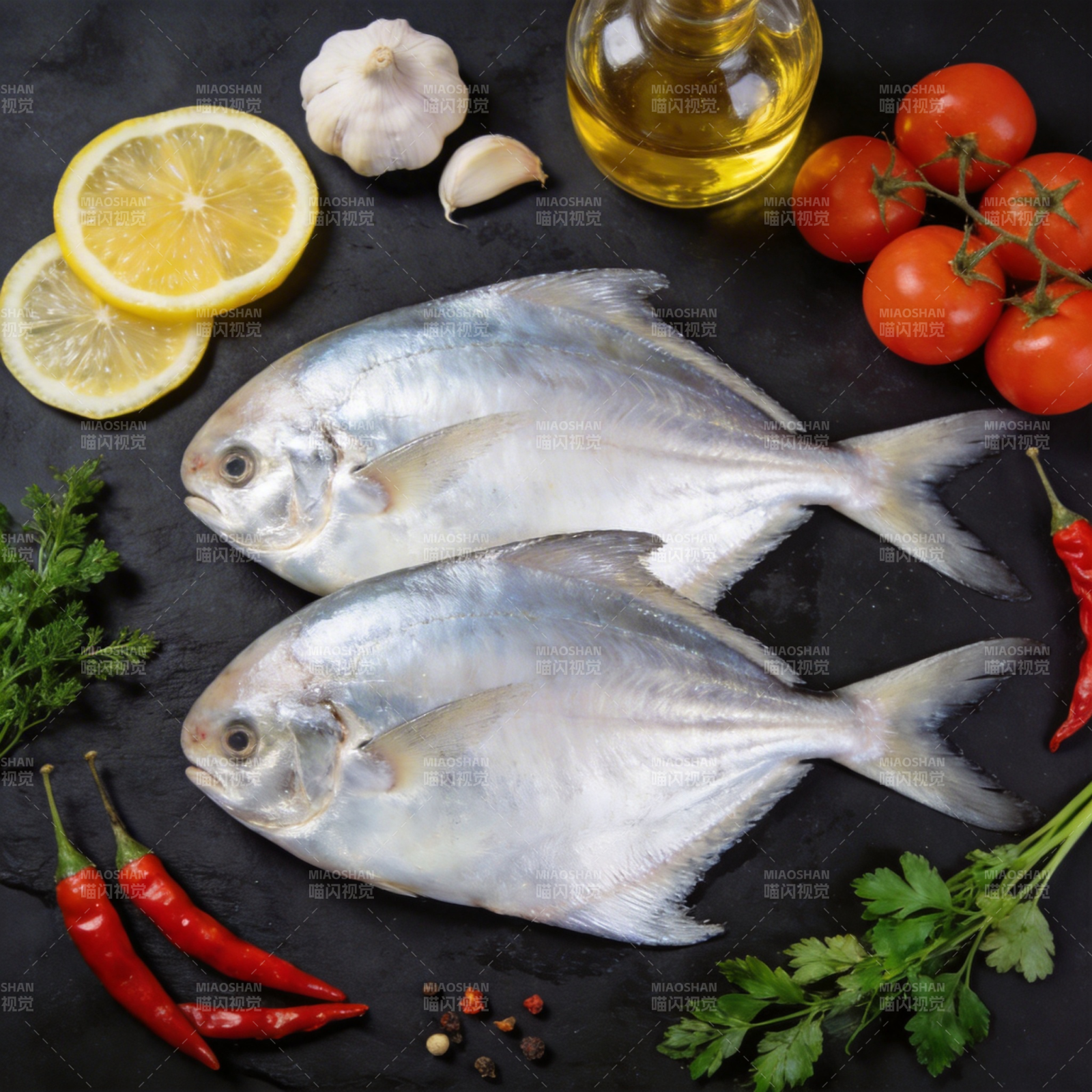 新鲜鲳鱼配菜料图片