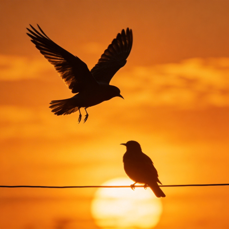 双鸟夕阳剪影图片