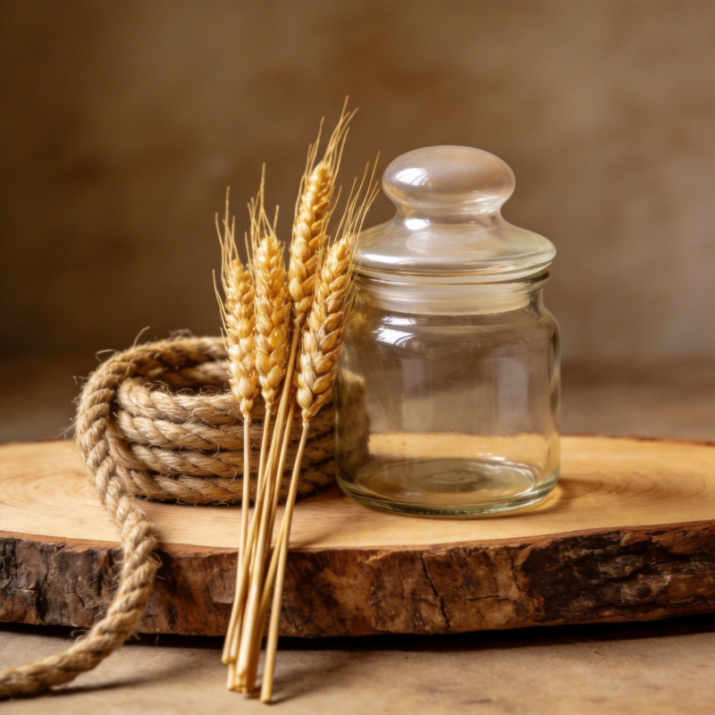 麦穗与玻璃罐静物图片