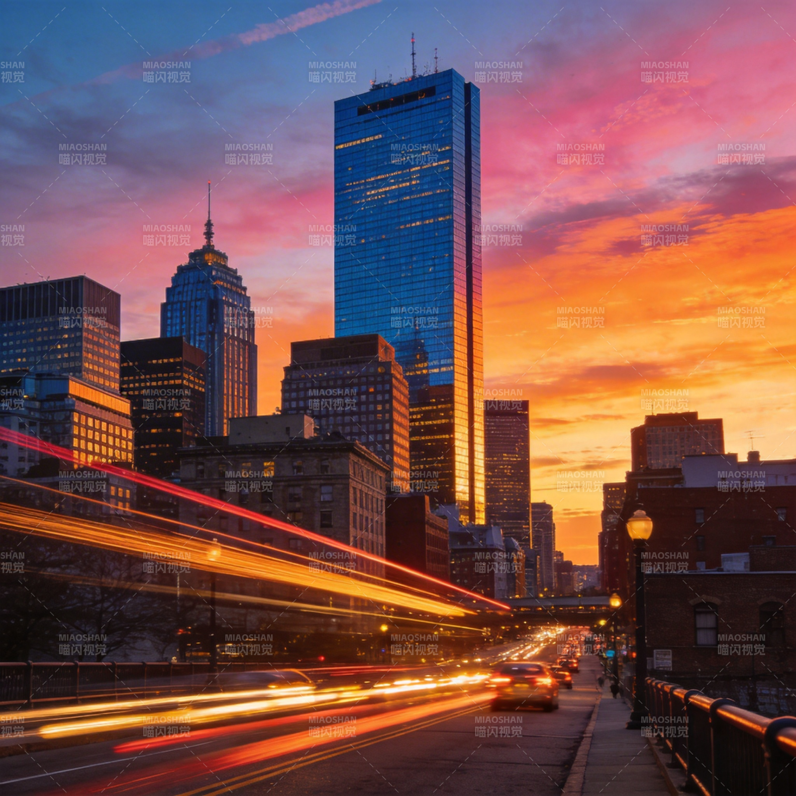 城市黄昏光影流年图片