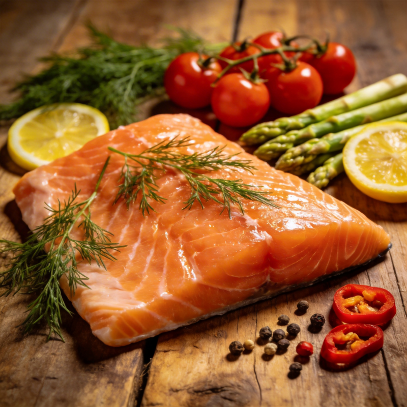 新鲜三文鱼配香草图片