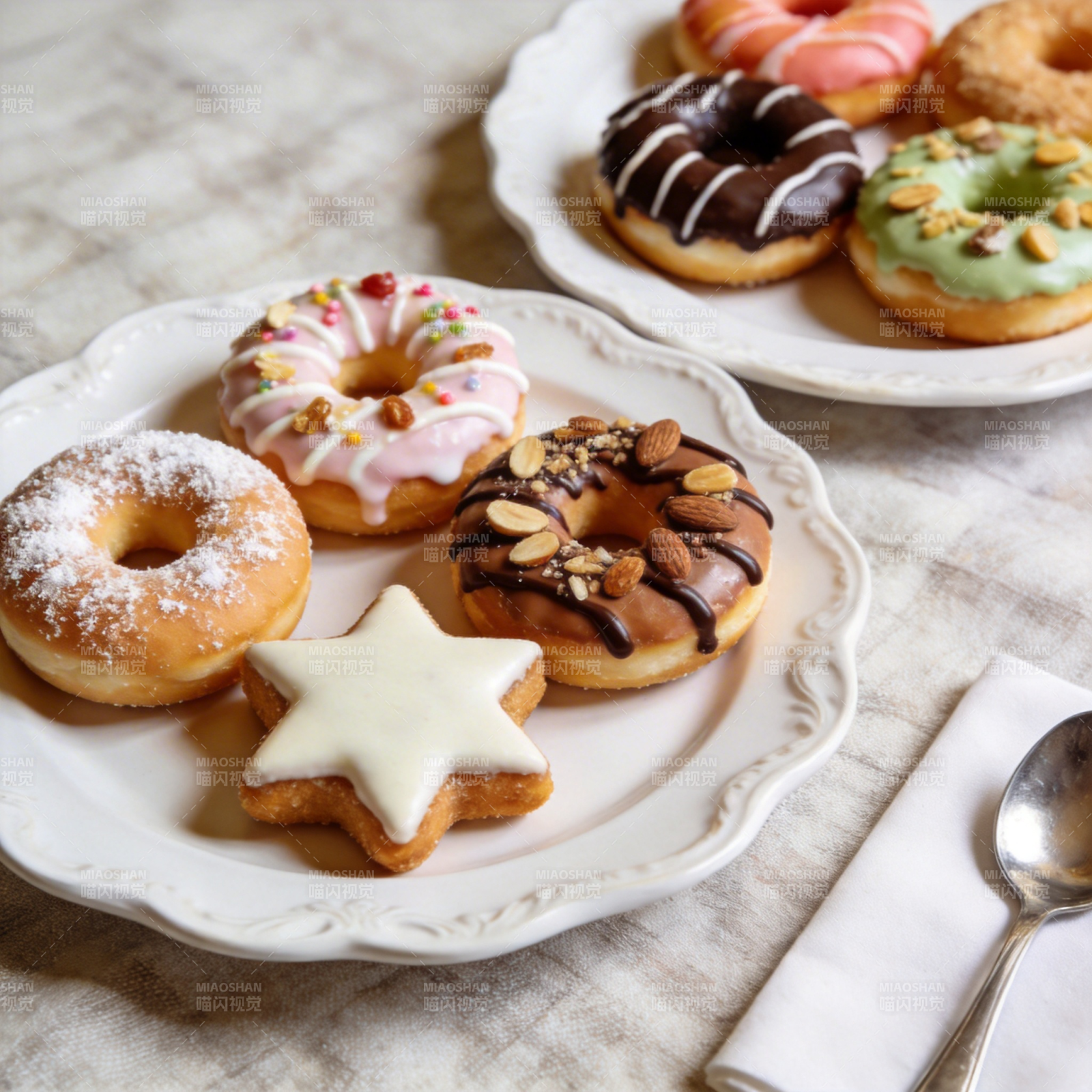 美味甜甜圈拼盘图片