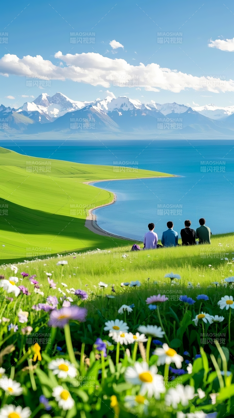 湖畔春日四人行图片