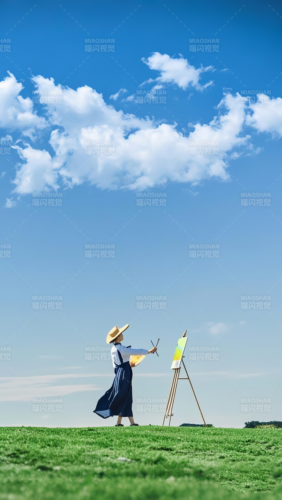 草甸上的画家图片