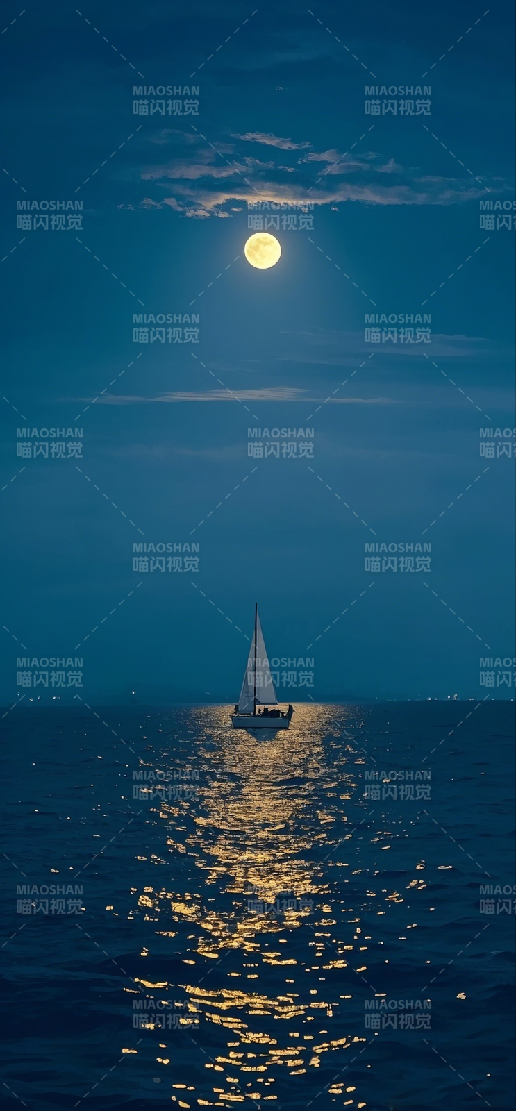 月下孤舟行图片