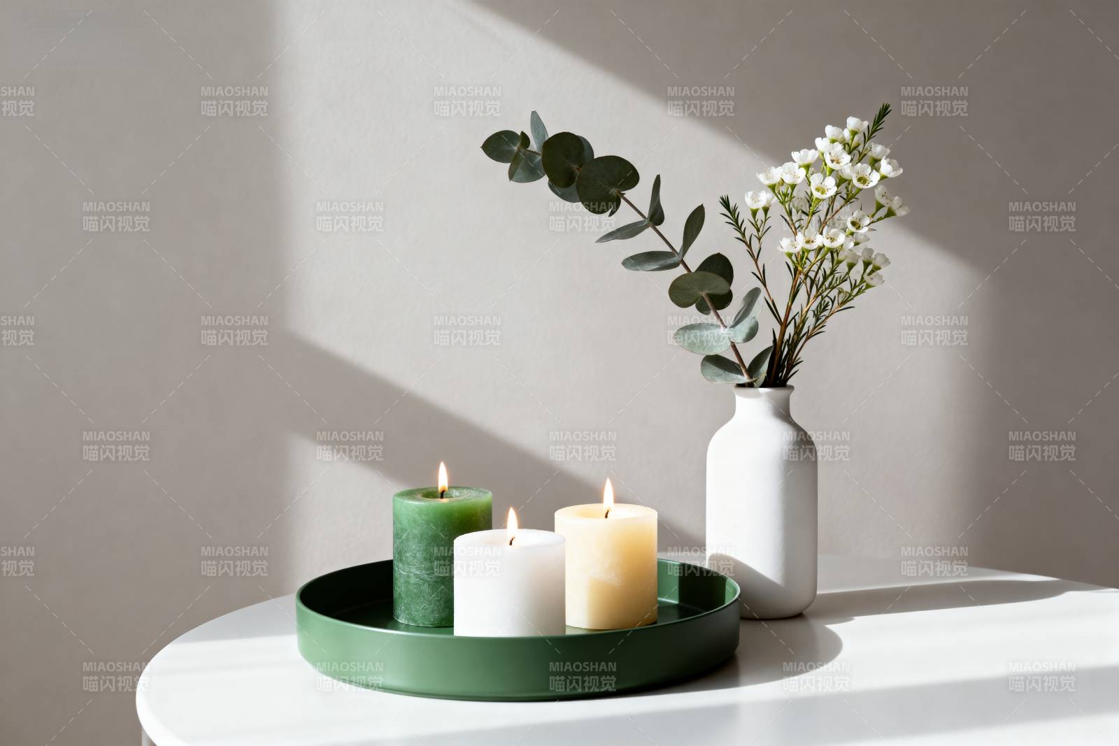 静谧烛光花影图片