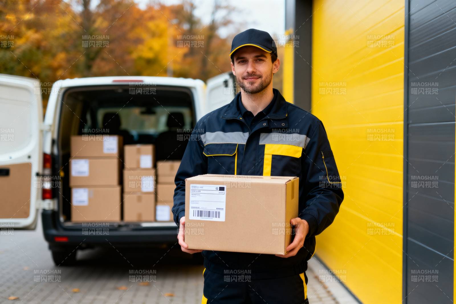 快递员递送包裹图片