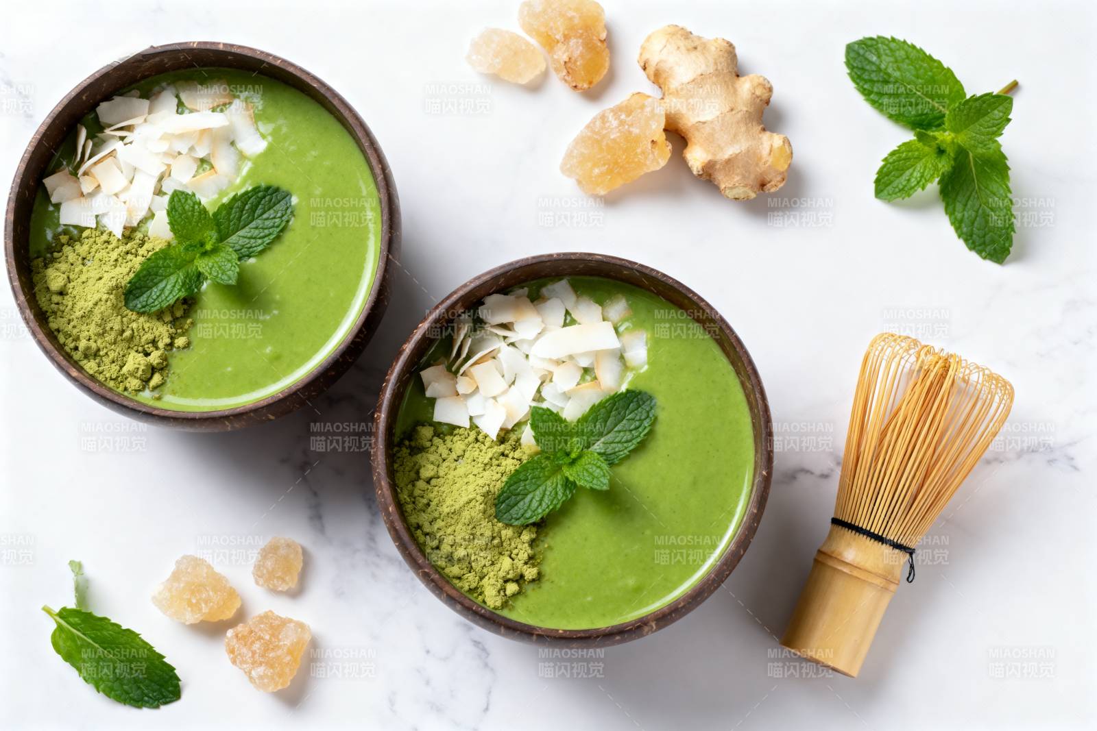 抹茶椰香饮品图片