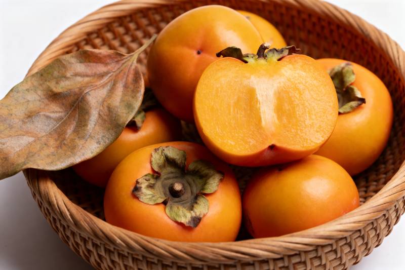 篮中柿子鲜橙色图片