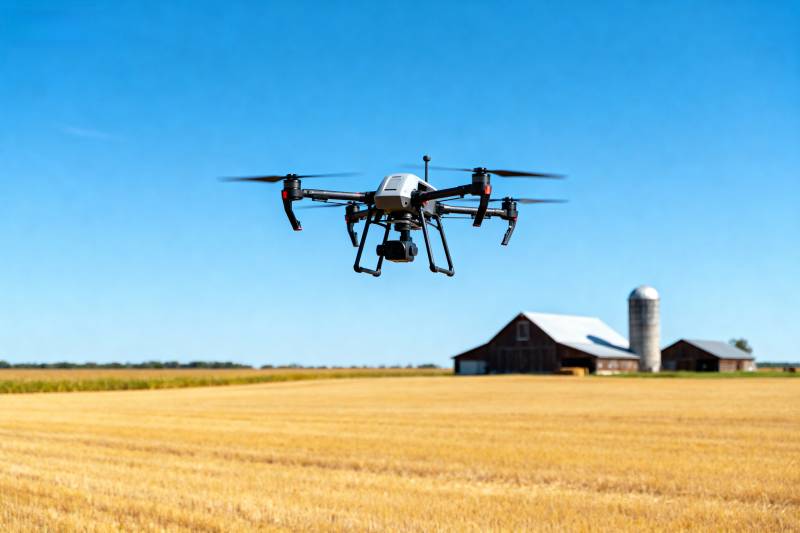 无人机飞越农田图片