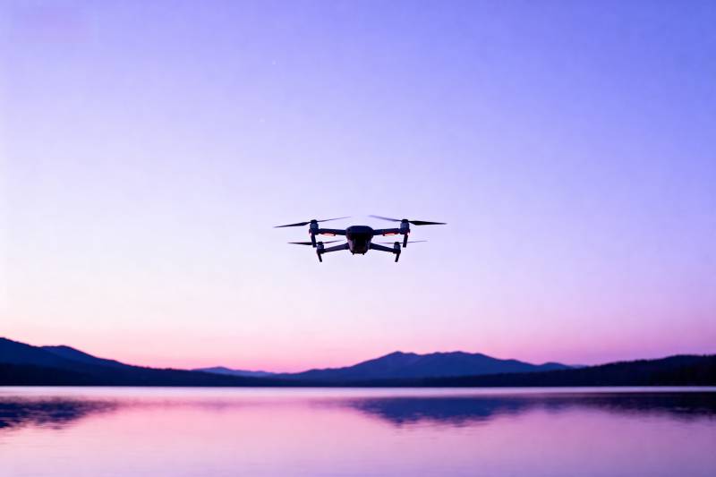 无人机掠湖面图片