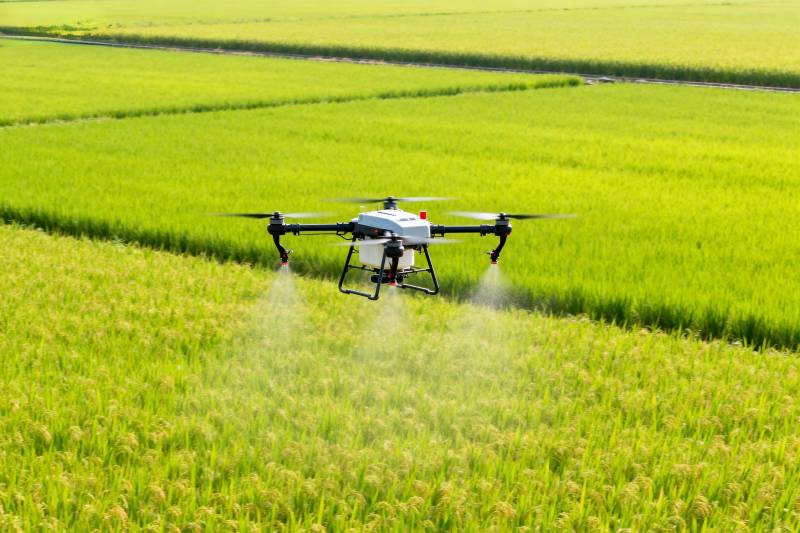 无人机喷洒农田图片