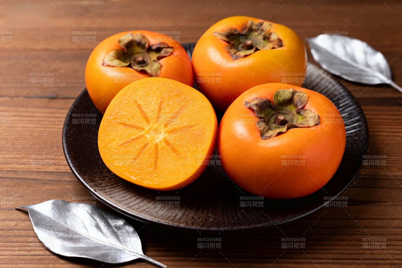 柿子摆盘 秋意浓图片