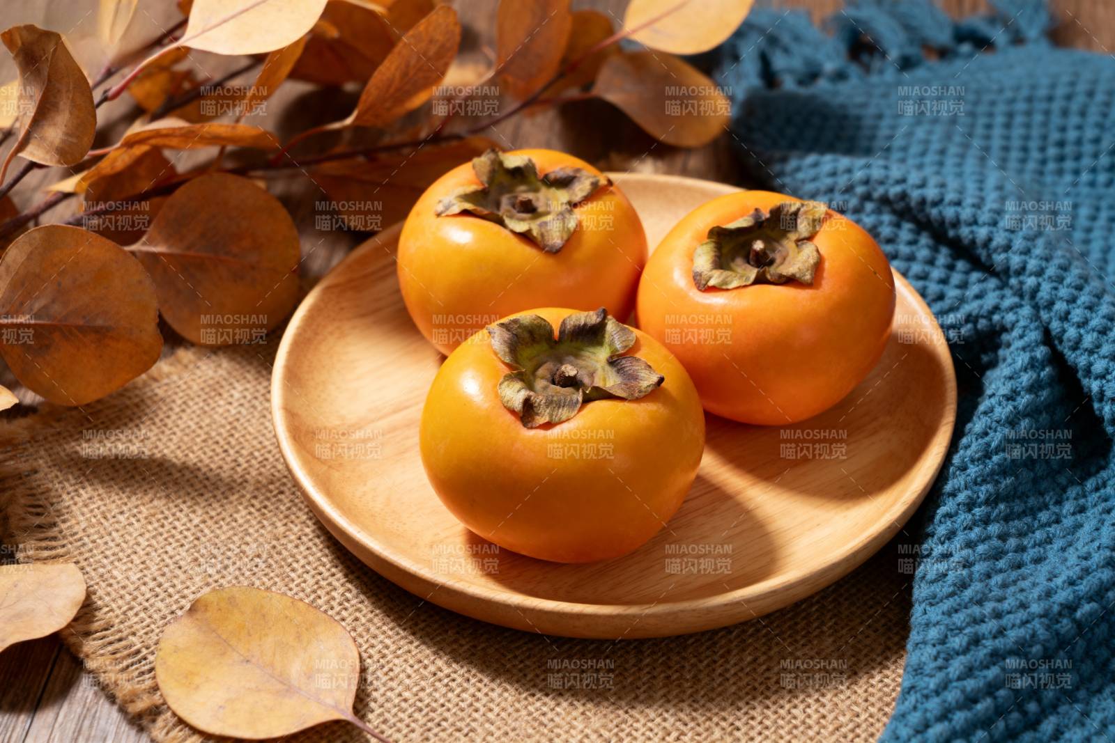秋日柿子静物图片