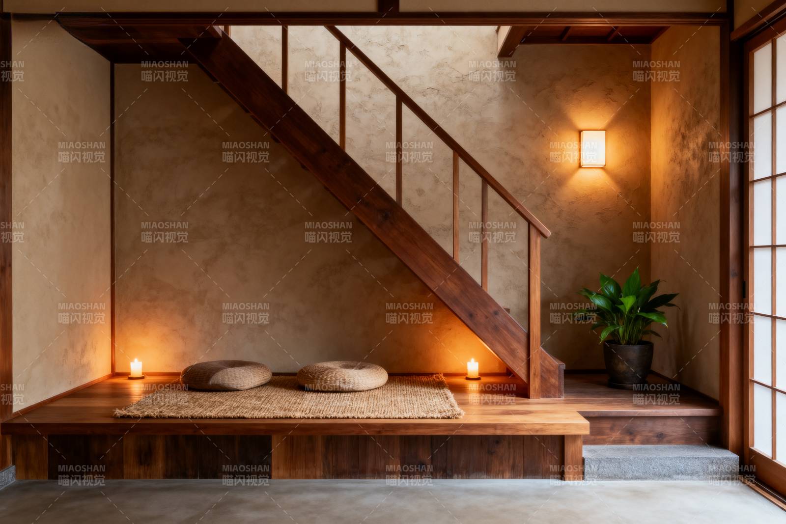 日式楼梯角落静谧图片