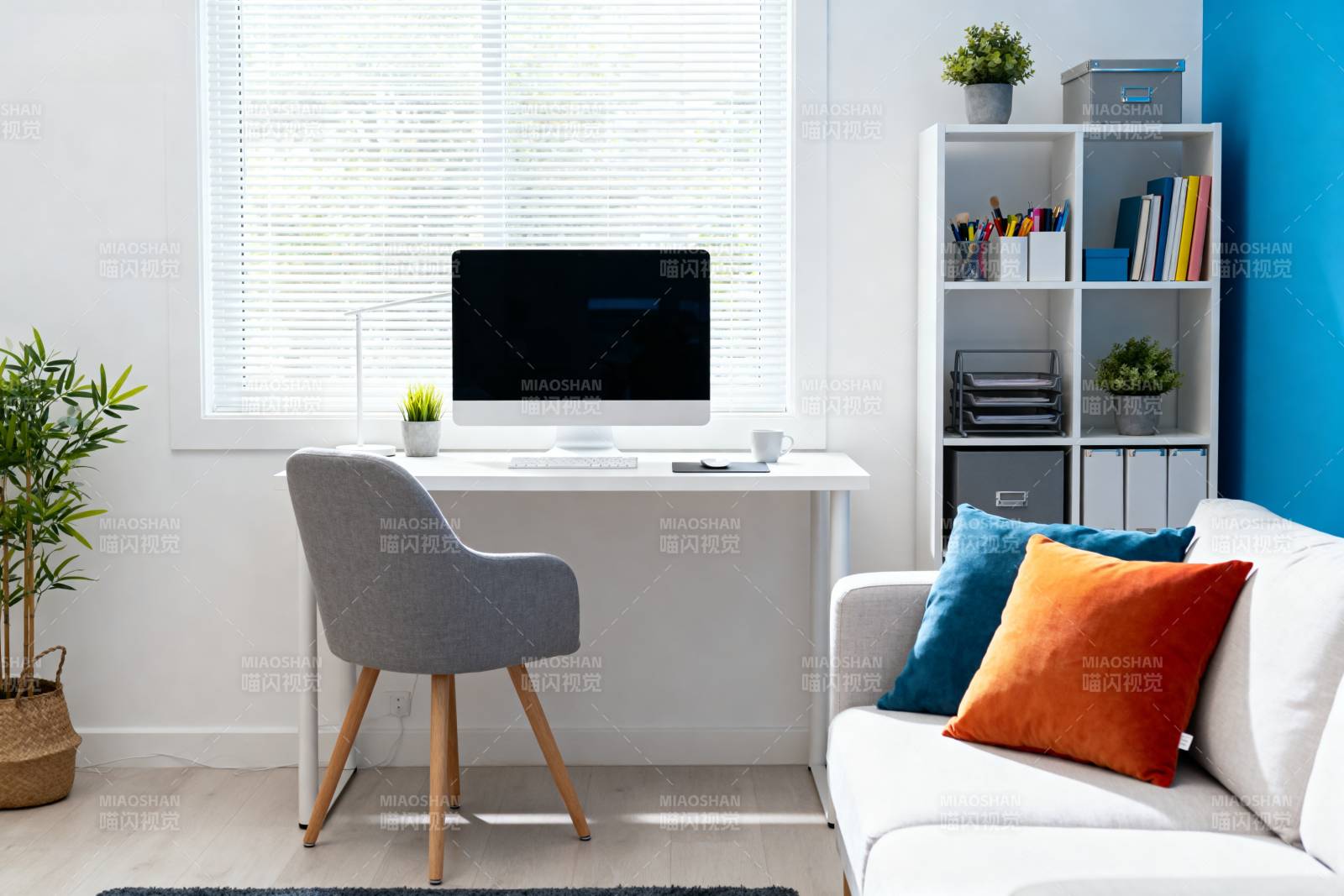 简约现代书房一角图片