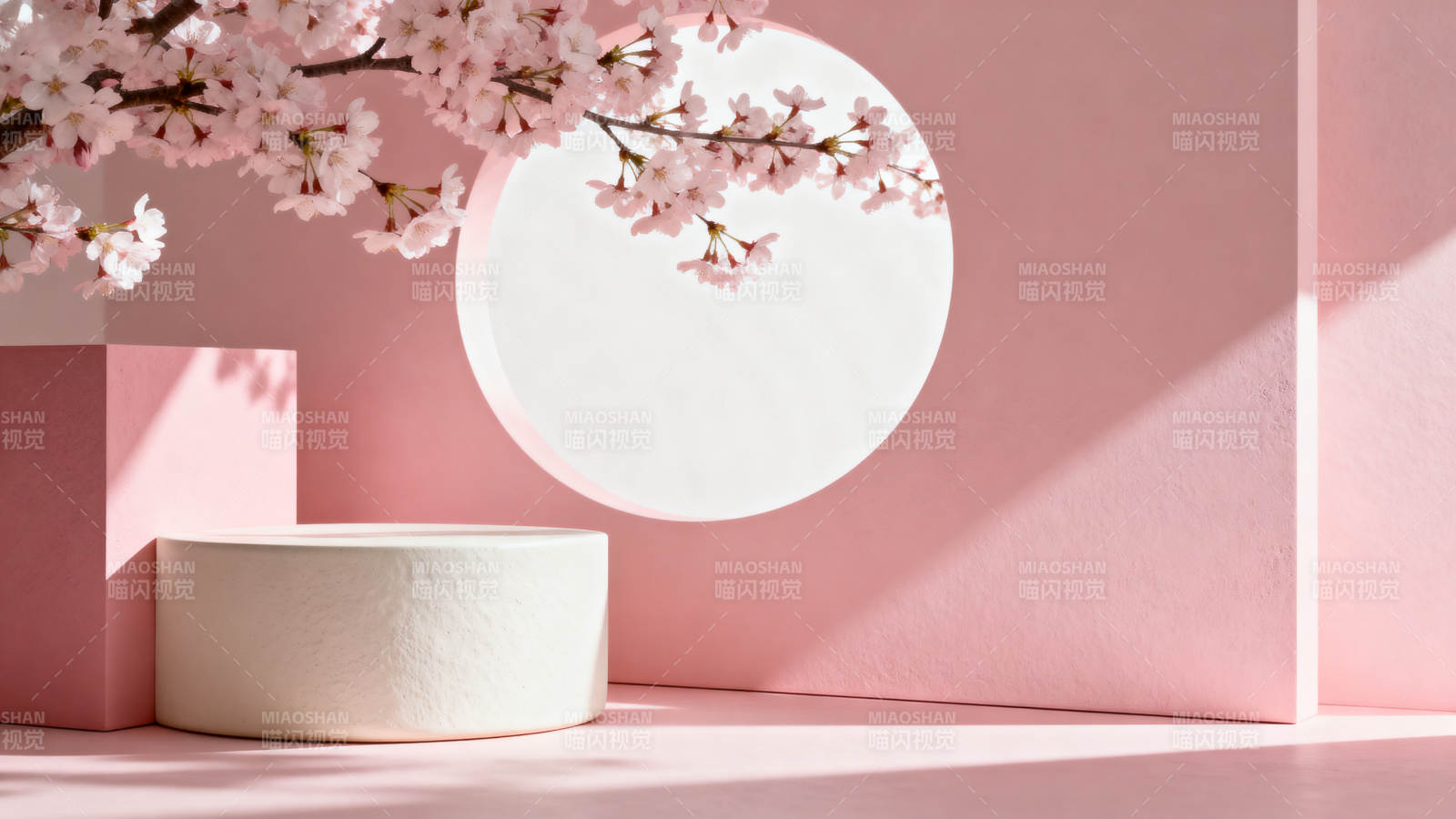 樱花映粉墙图片