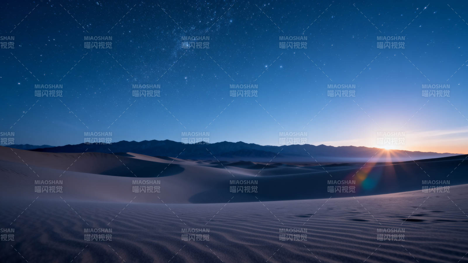 沙漠星夜日出图片
